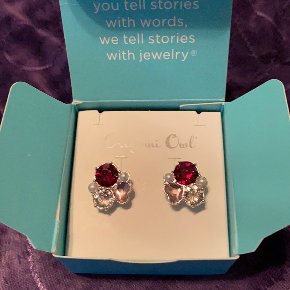 Origami Owl Heart Cluster Earrings